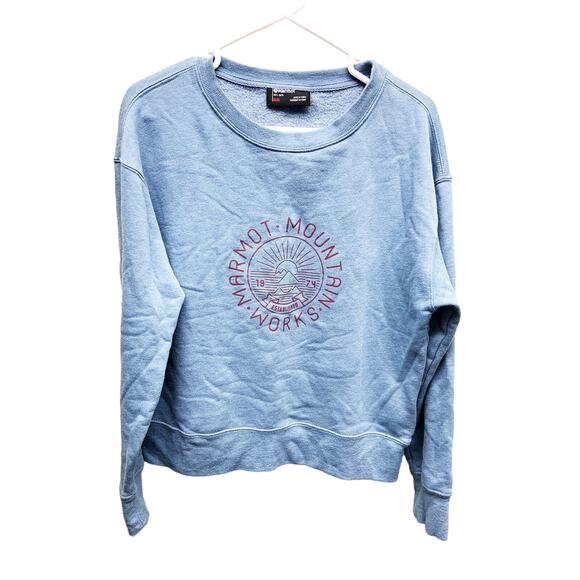 Marmot Womens Mountain Works Blue Crewneck Sweatshirt Size M - Picture 1 of 6